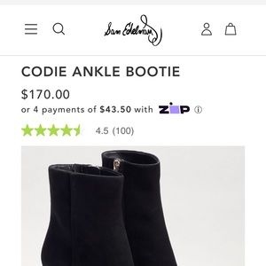 NWOT Sam Edelman Codie Suede Ankle boots in black